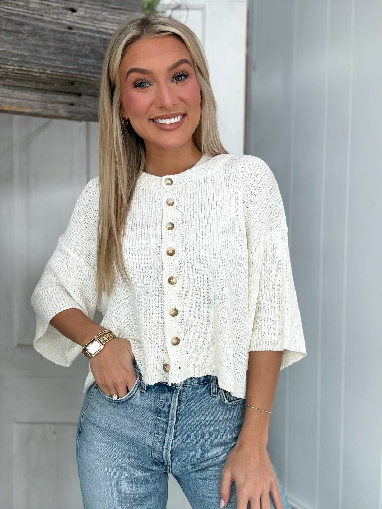 Short Sleeve Knit Cardigain