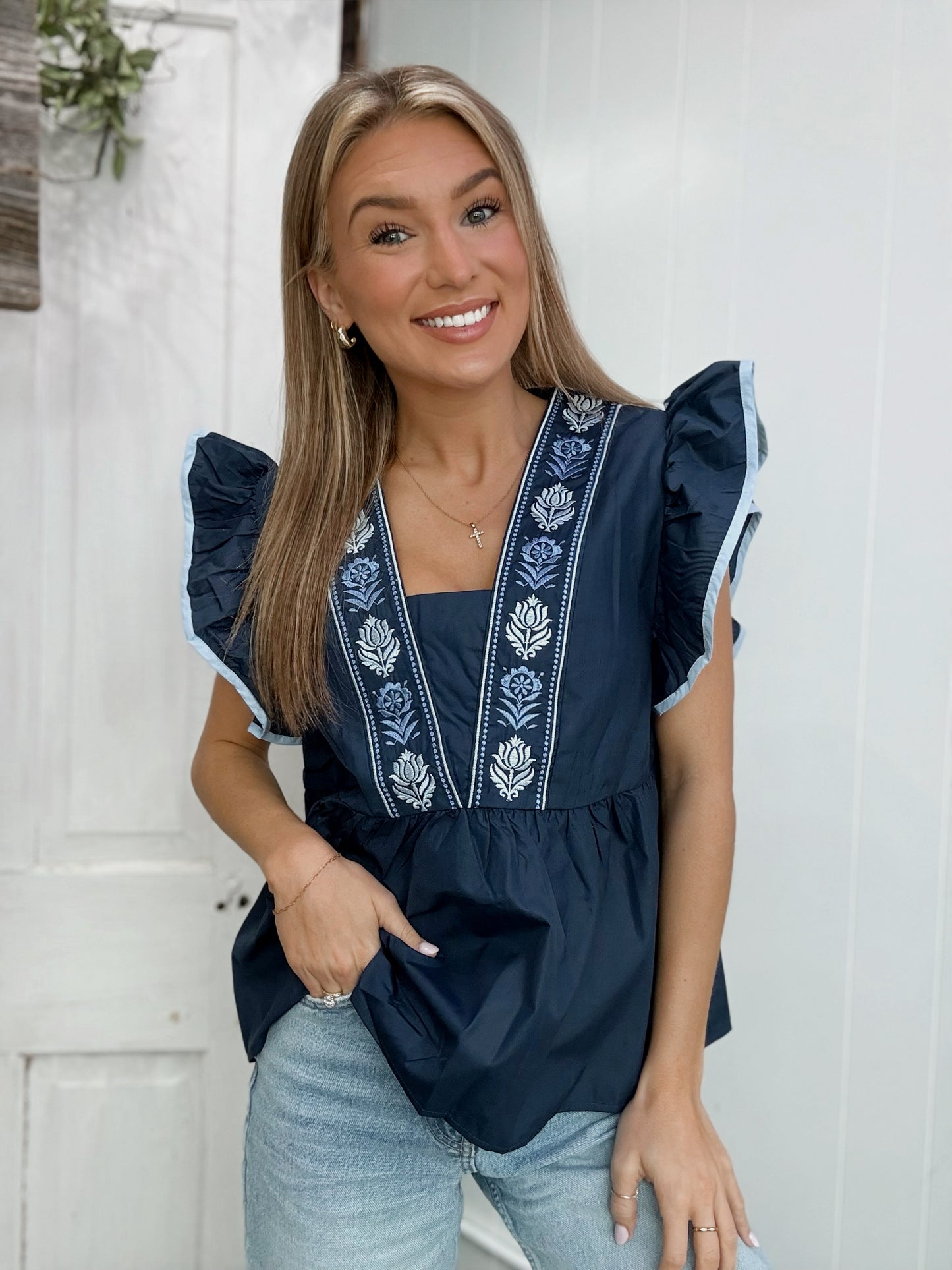 Ruffle Sleeve Blouse