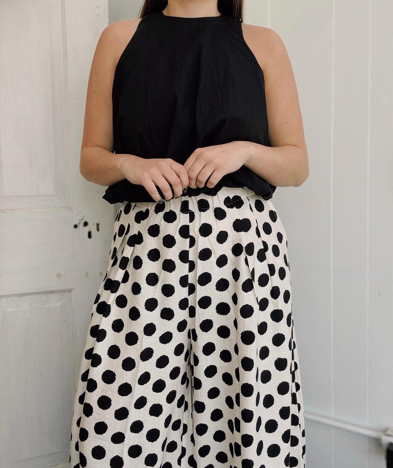 Polka Dot Print Wide Leg Pant