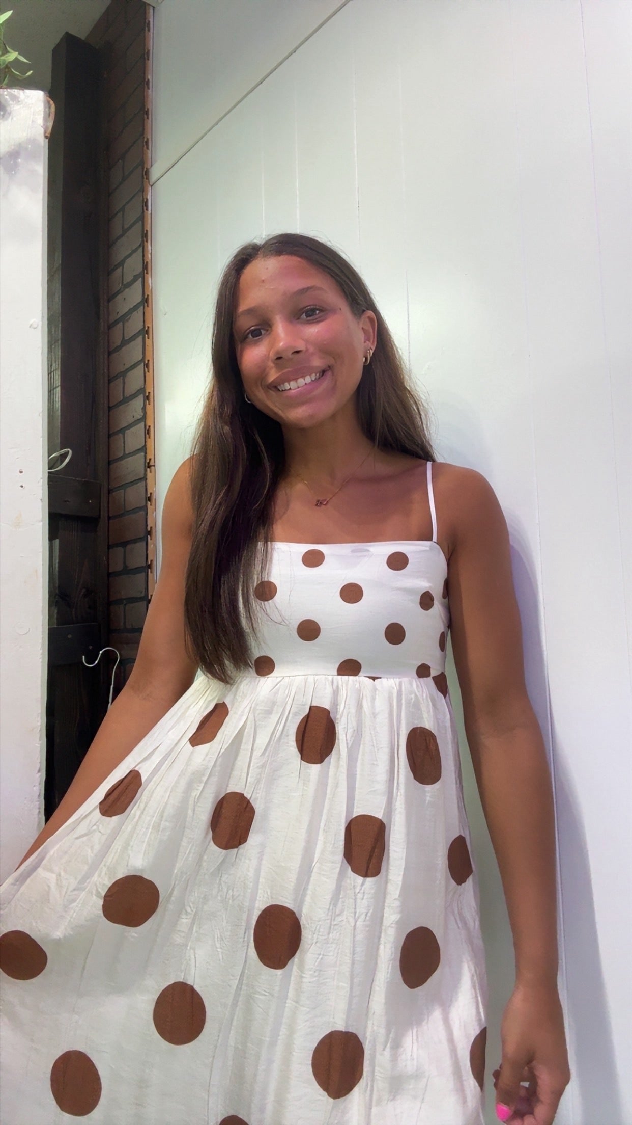 Polka Dot Spaghetti Strap Midi Dress