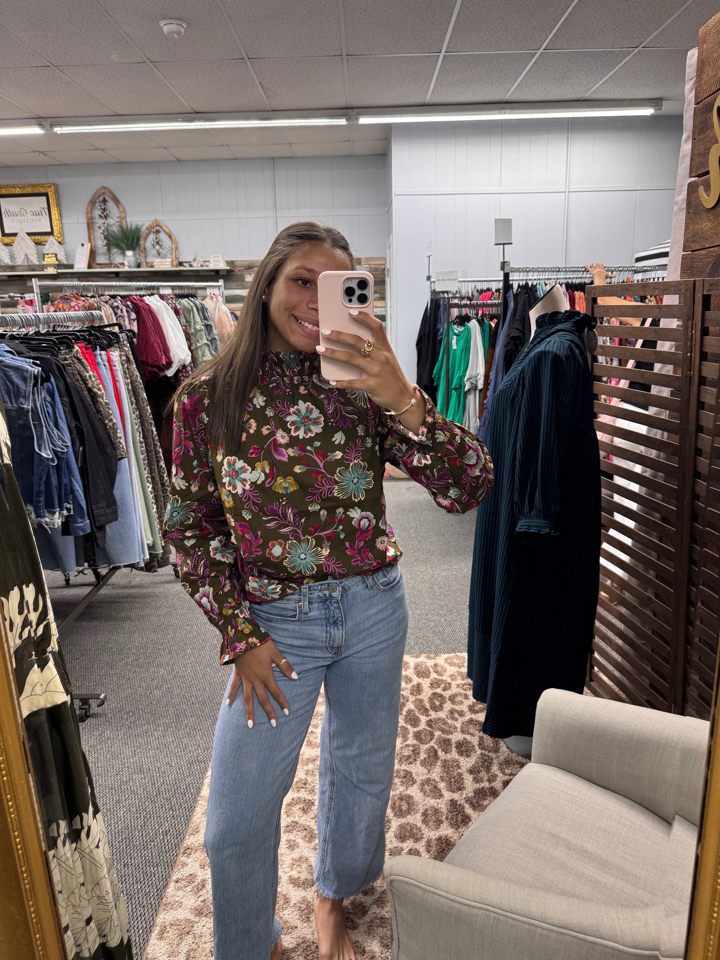 MERCI-Print Smocked Blouse