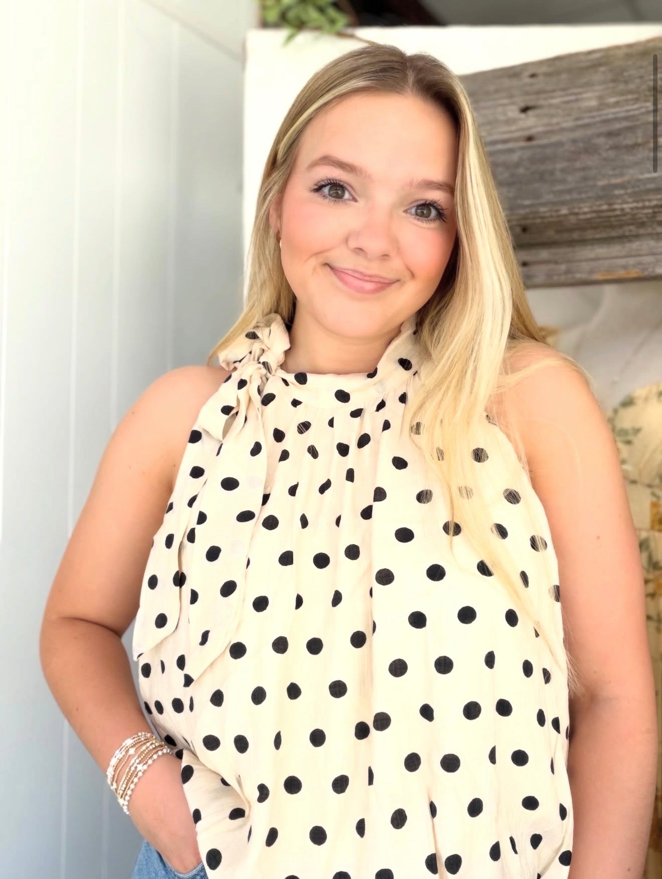 Polka Dot Halter Blouse