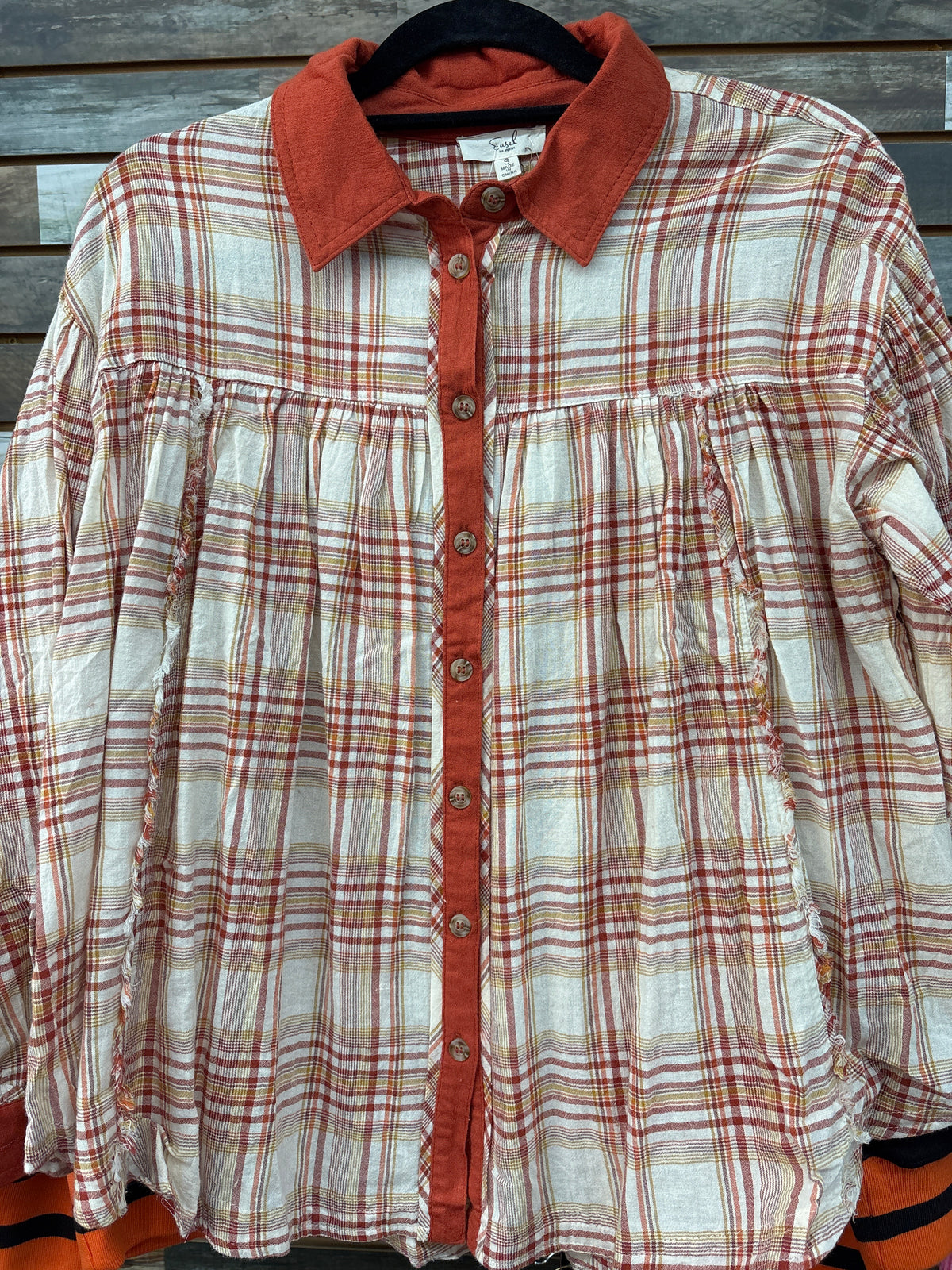 Orange Plaid Button Up
