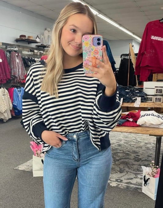 Striped Open Back Top