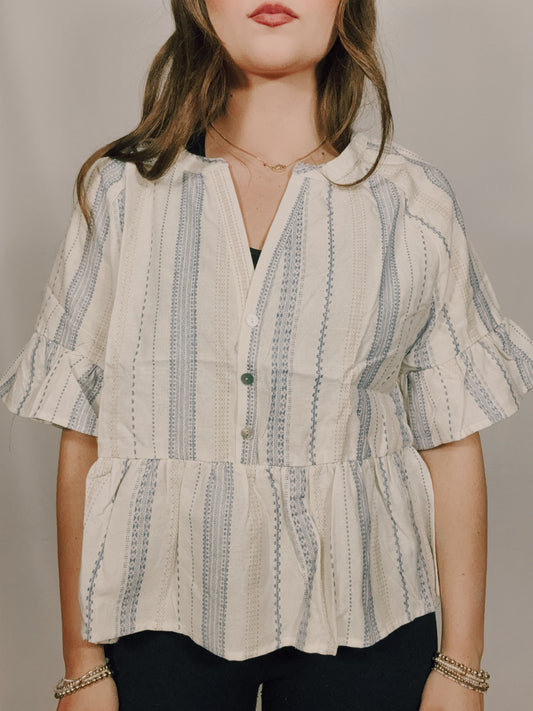 Striped Short Sleeve Blouse