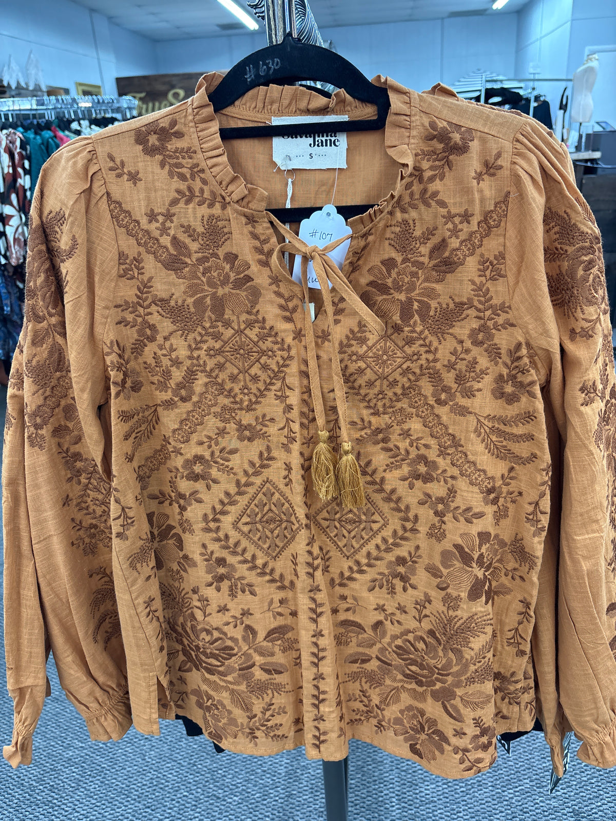 Rust Embroidered Top