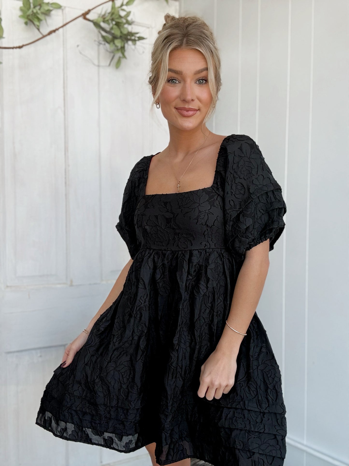 Black Baby-Doll Detail Mini Dress