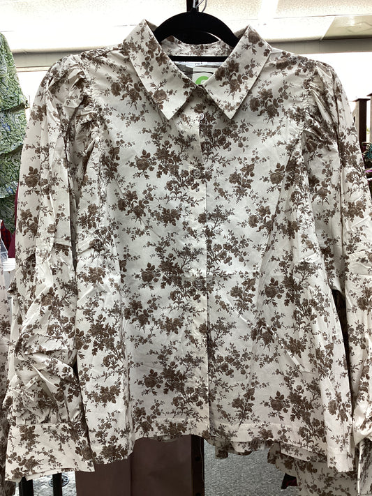 MERCI - Taupe Floral Blouse