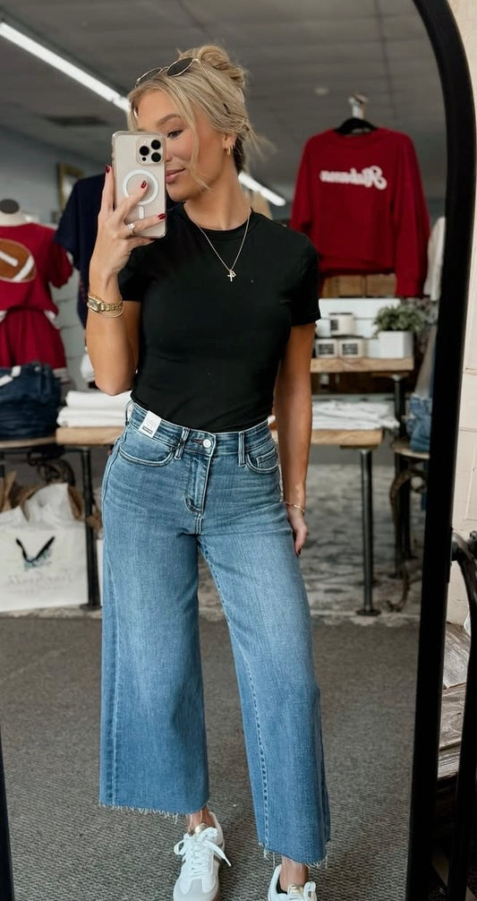 Judy Blue Raw Hem Crop Jean-High Waist