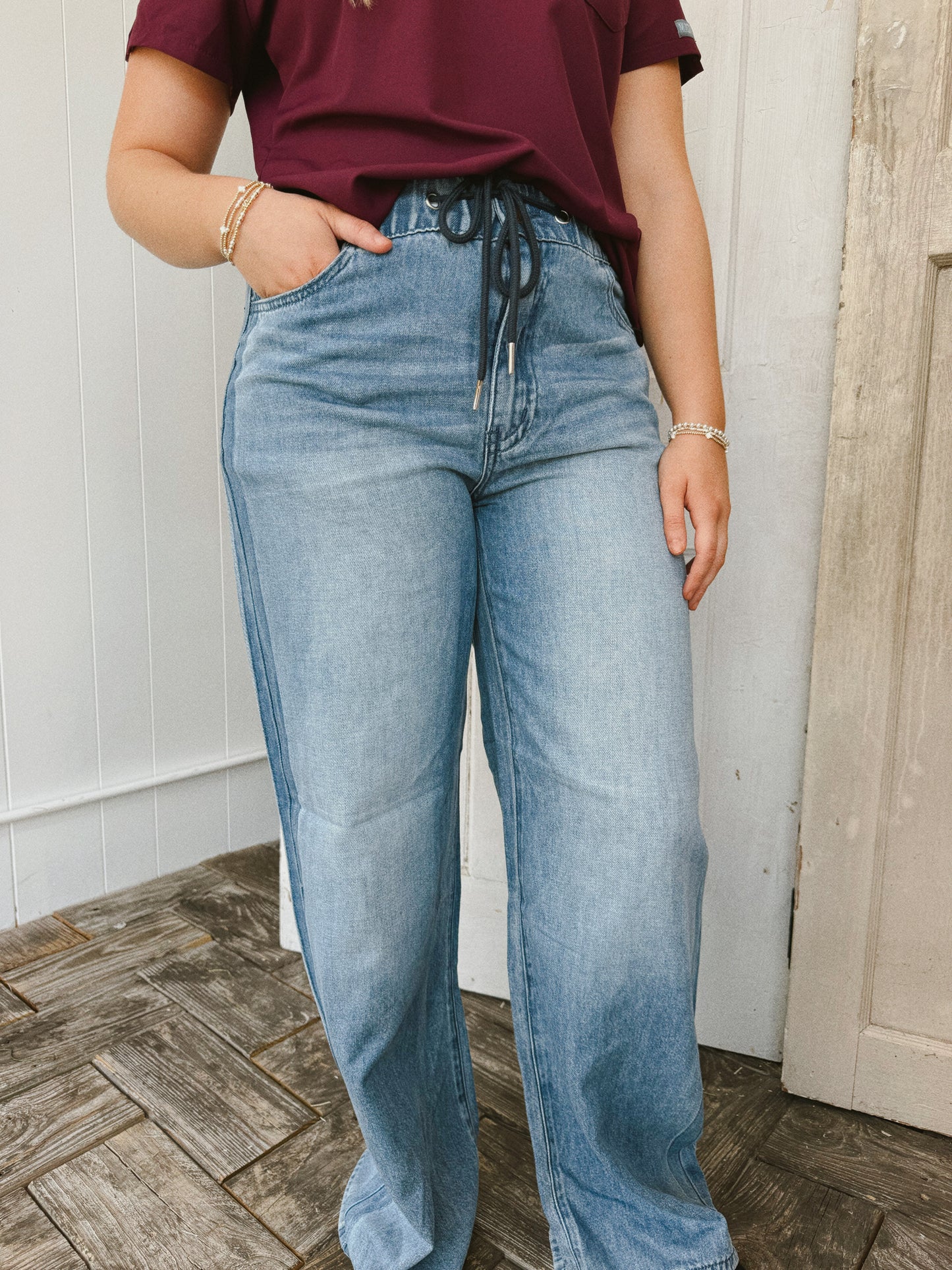 Judy Blue Elastic Wide Leg-High Waist