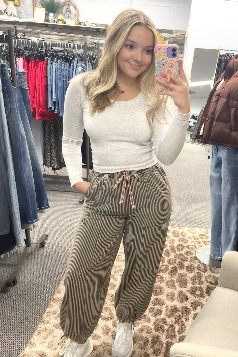 Vintage Stripe Elastic Cargo/Jogger