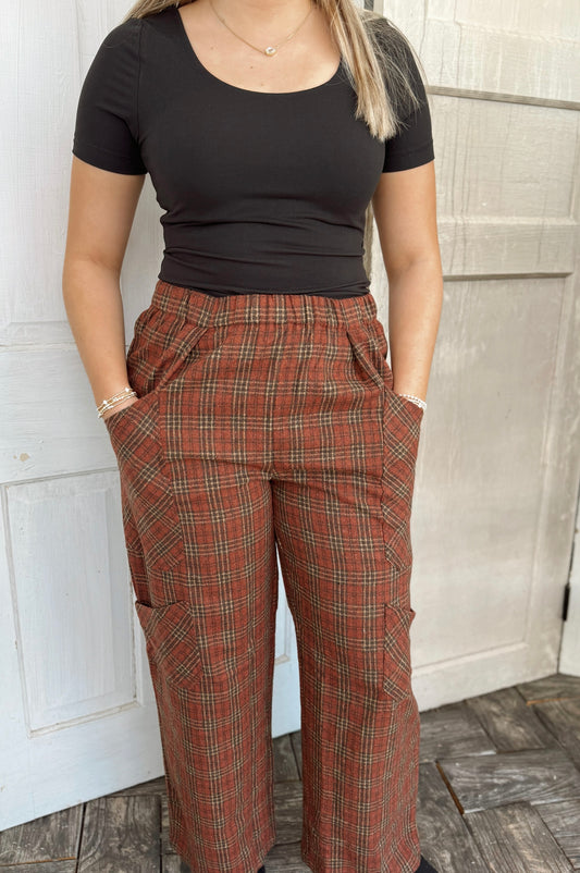 Plaid Crago Elastic Pants
