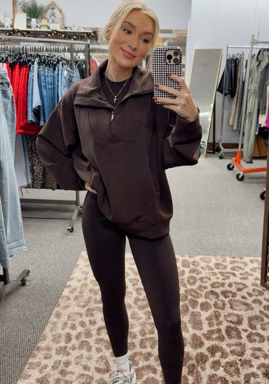 Chocolate Brown Quarter Zip
