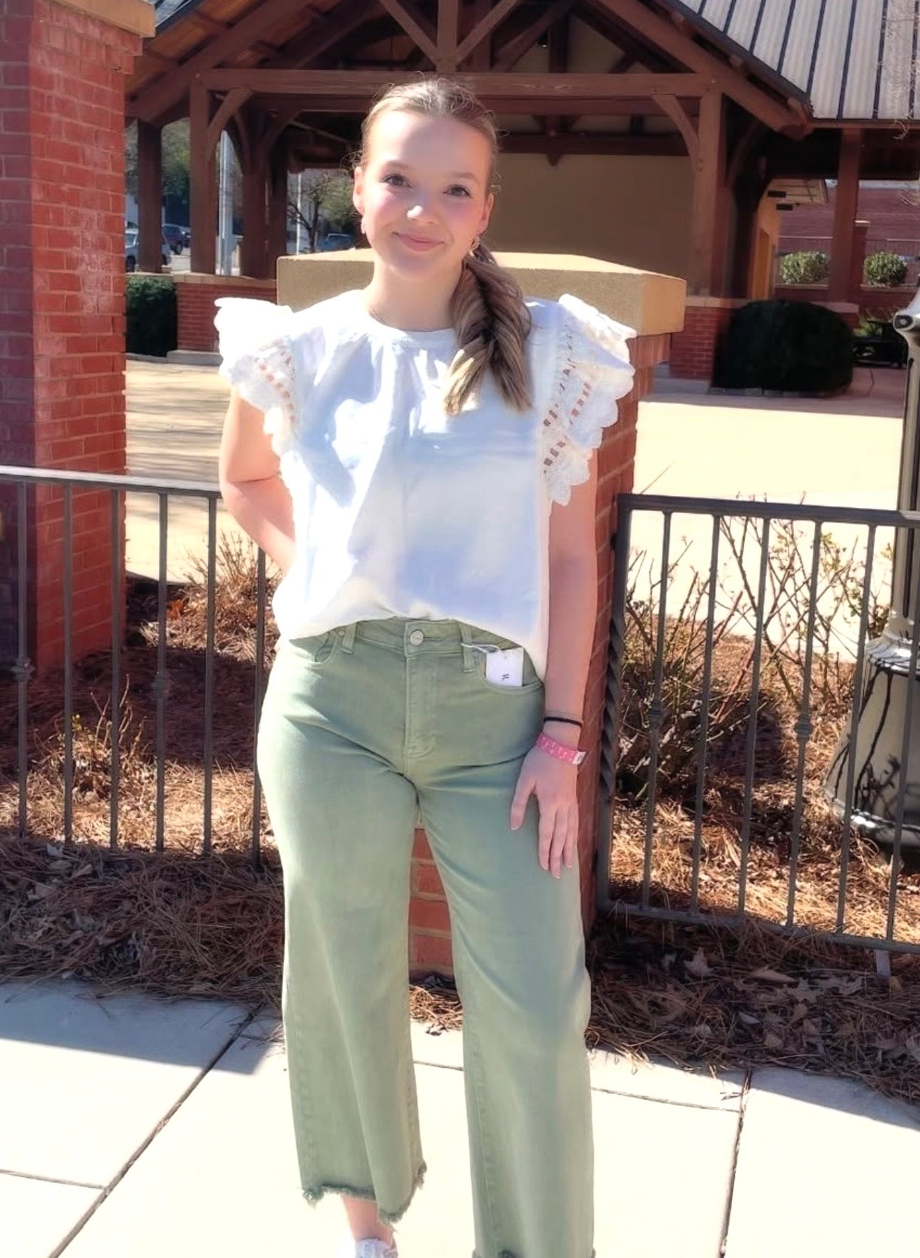 Risen Cropped Sage Jean