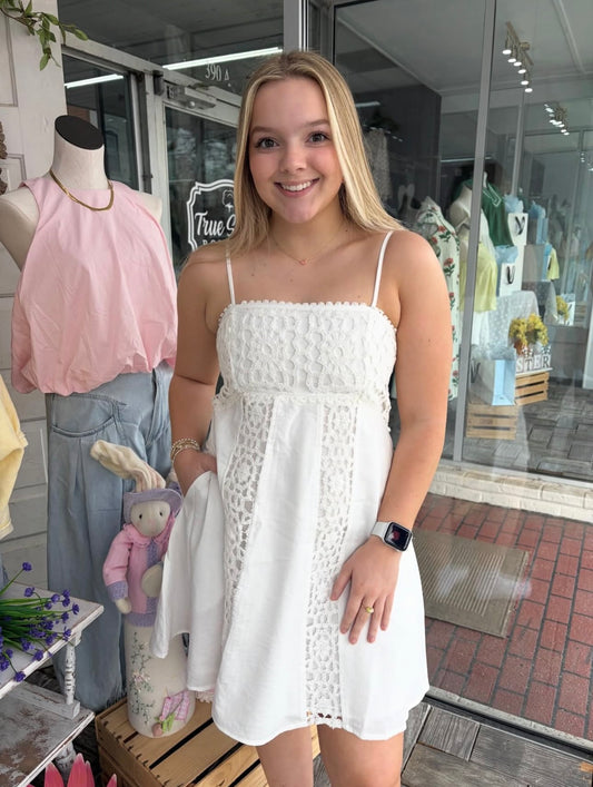 White Trim Detail Short Dress