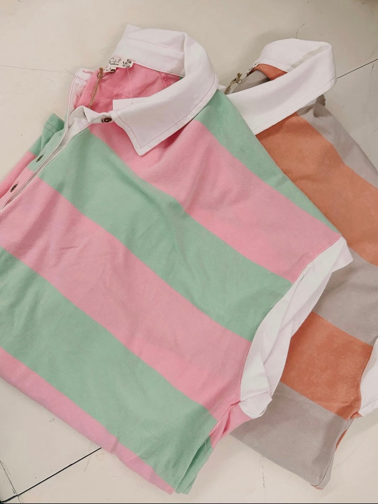 Rugby stripe short sleeve top