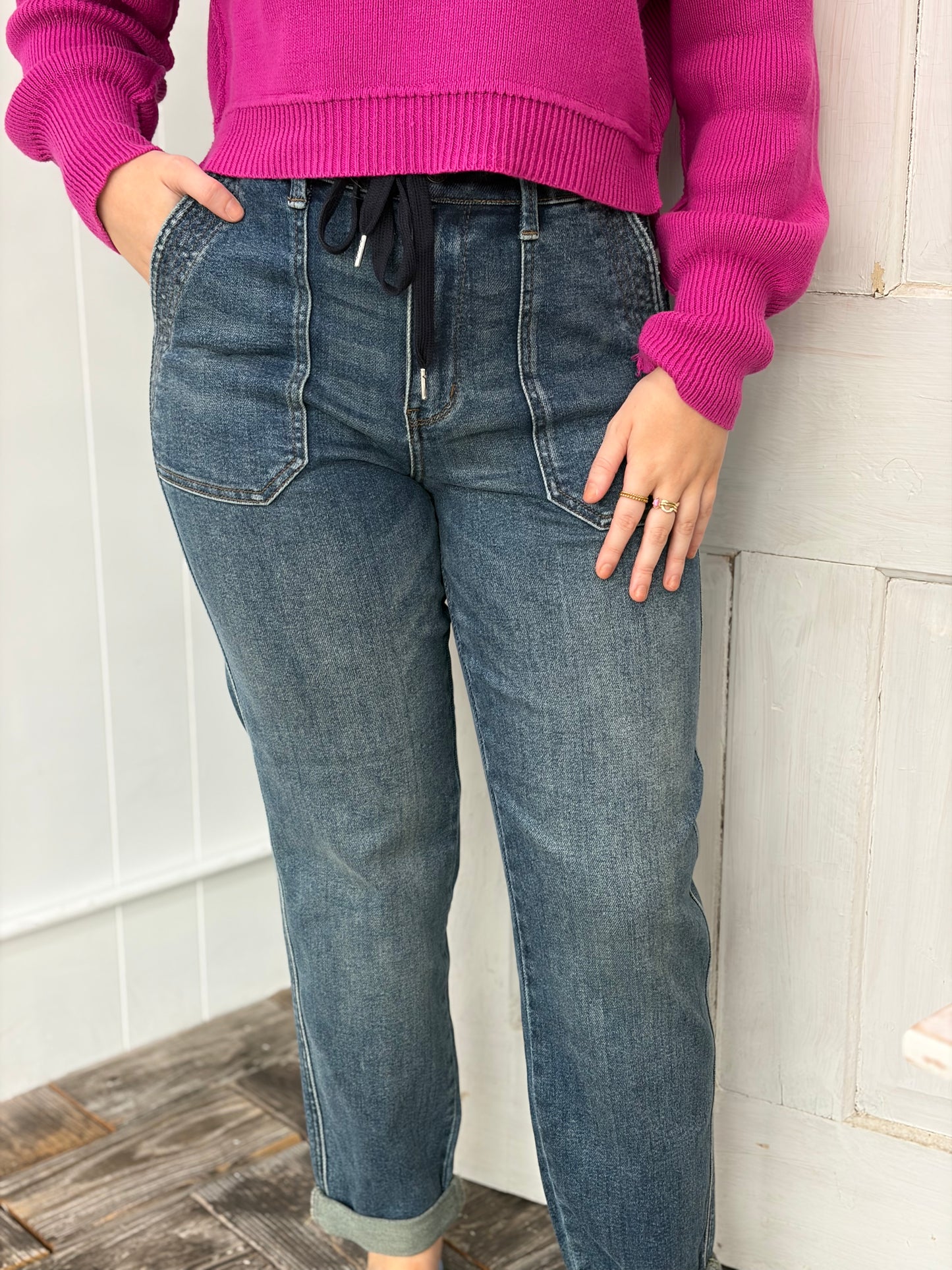 Judy Blue High Waist Drawstring Vintage Jogger