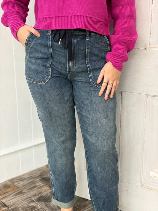 Judy Blue High Waist Drawstring Vintage Jogger