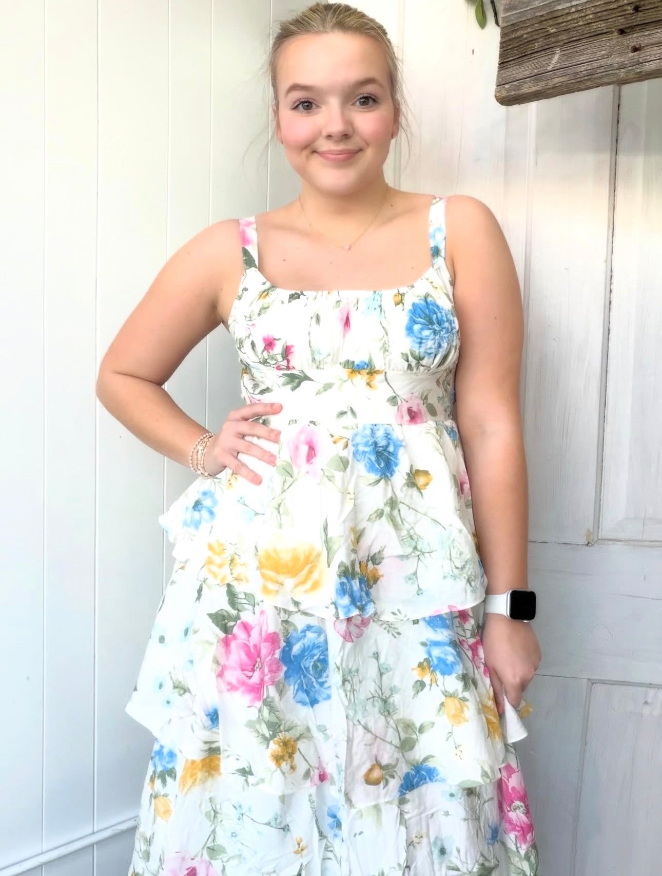 Tiered multi colored Floral Dress