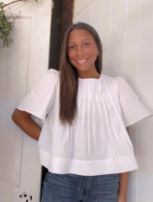 White Pleated Blouse