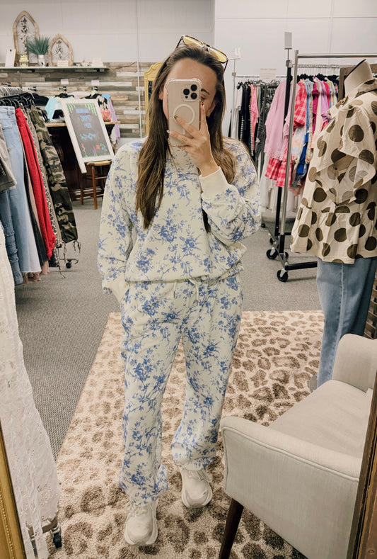 Blue and Ivory Jogger Set