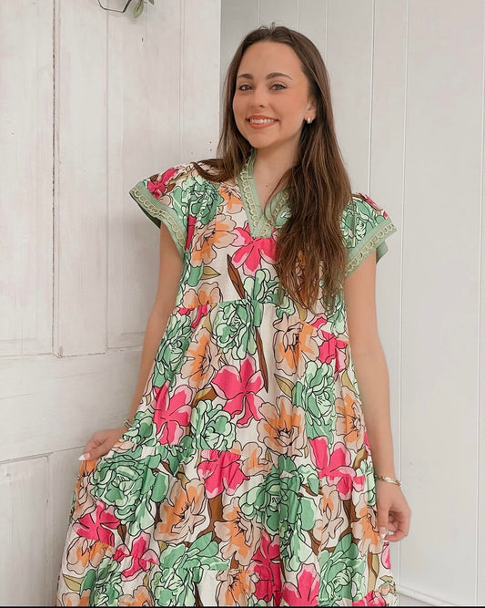 Umgee C5925 green scalloped dress