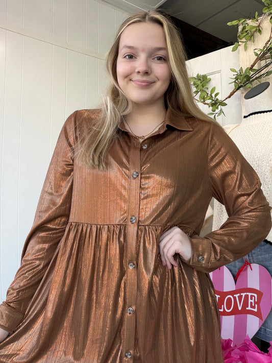 Mini Shimmer Copper Dress