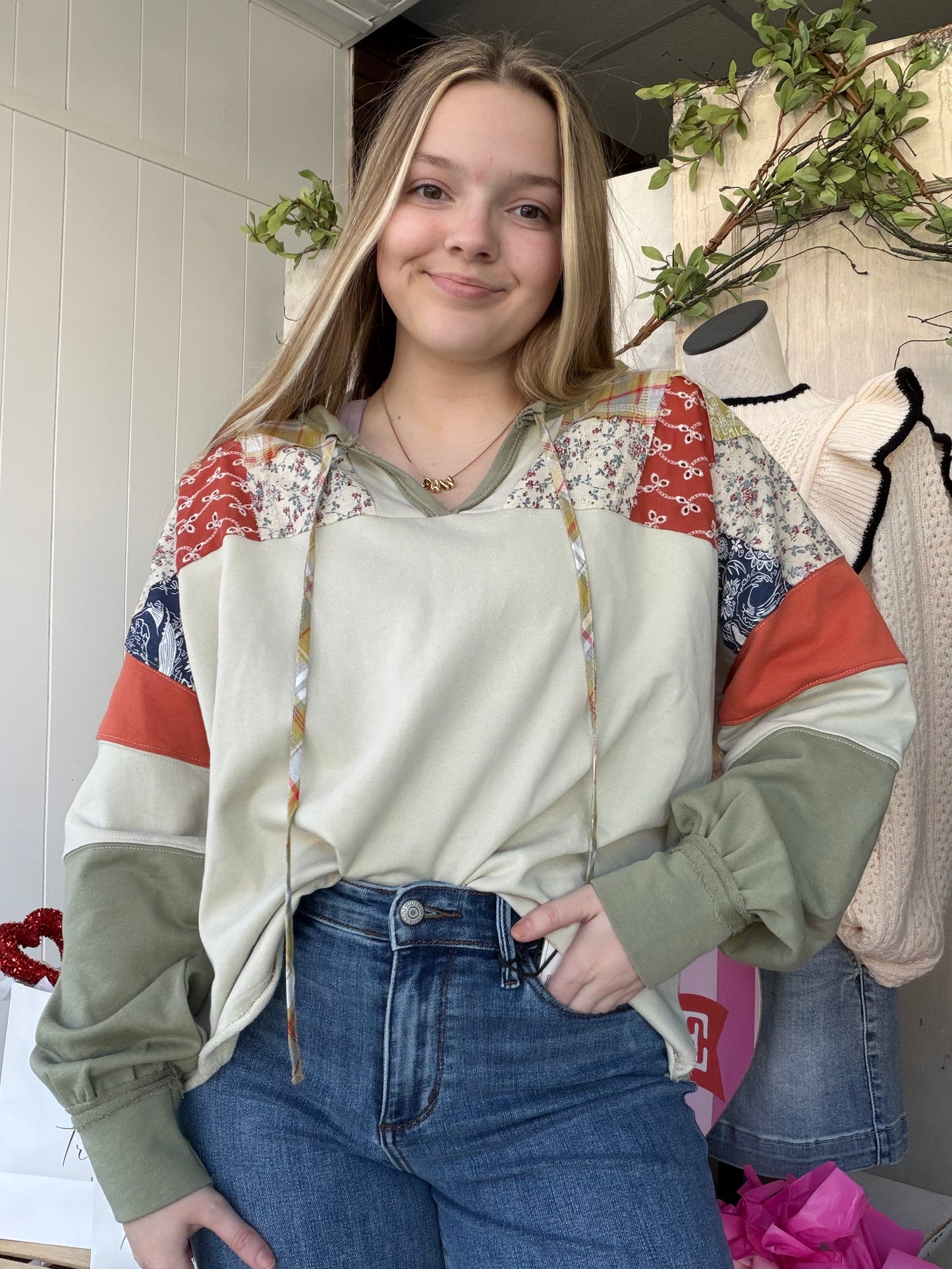 Olive Patch Print Long sleeve