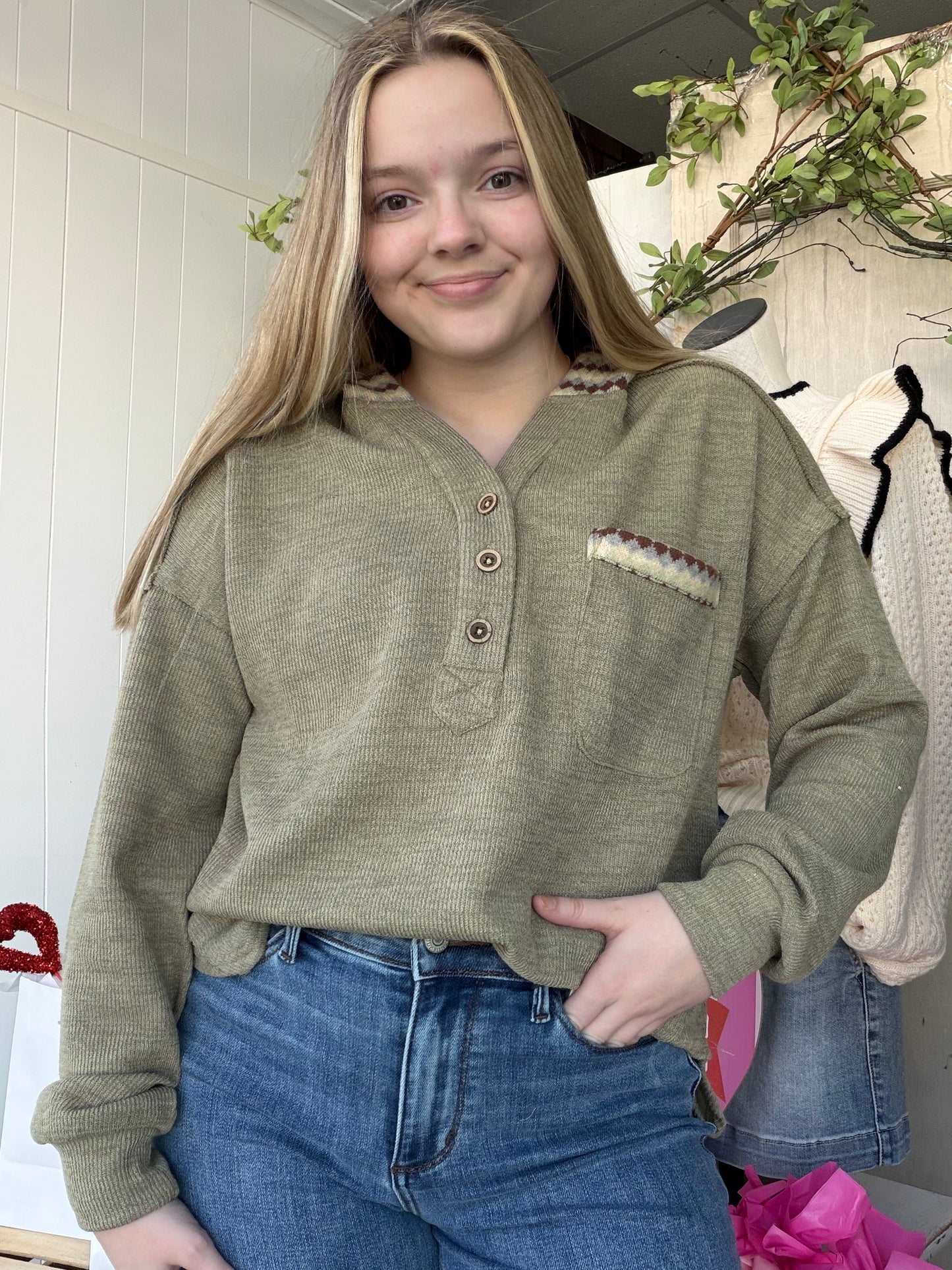 Olive Hooded Long Sleeve
