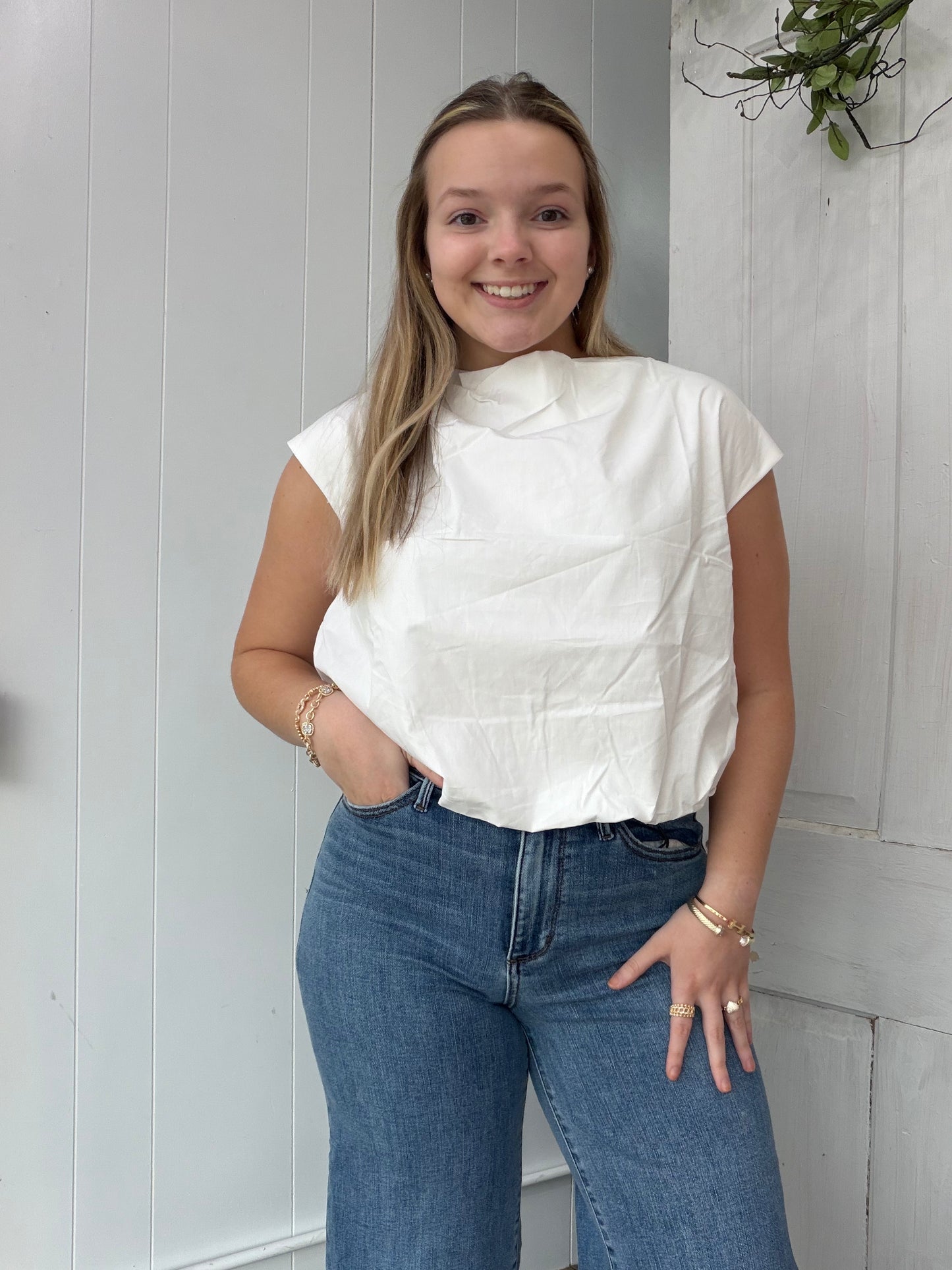 White Bubble Blouse