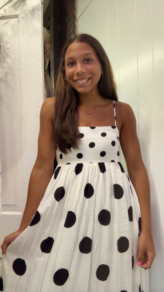 Polka Dot Spaghetti Strap Midi Dress