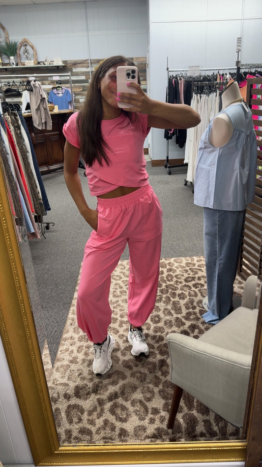 Dupe Crop Top and Jogger Set