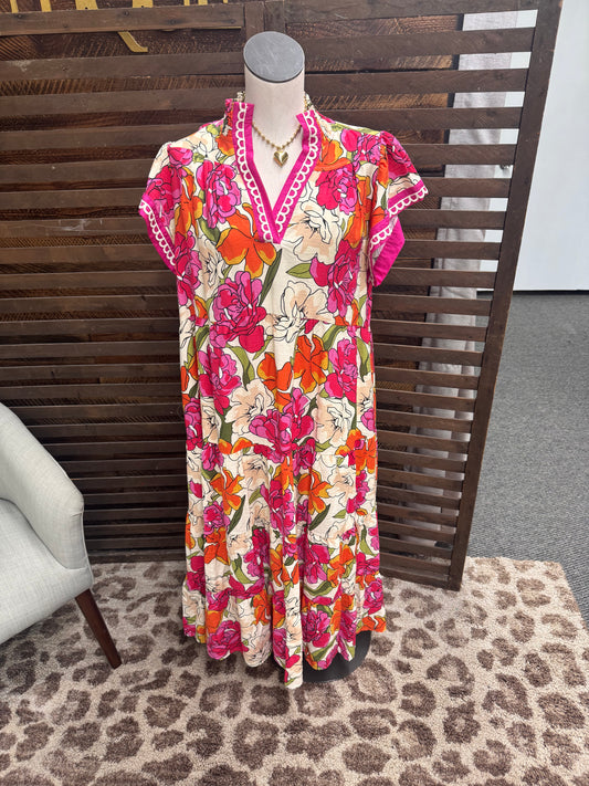 Berry floral maxi dress